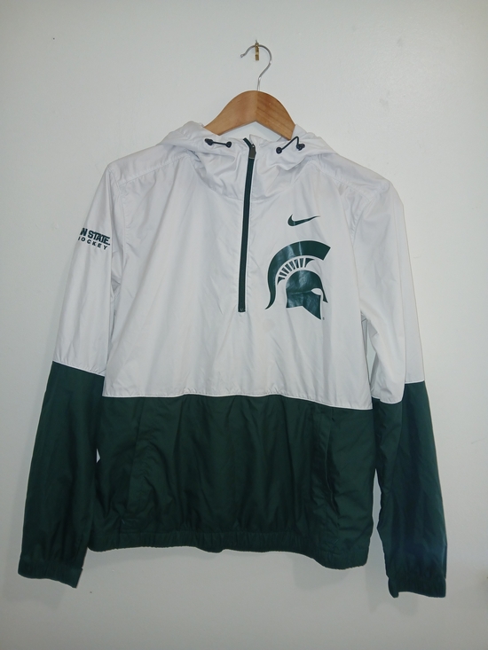 Nike Jackets & Blazers - Nike White and Green Spartan Pullover Windbreaker Jacket Small